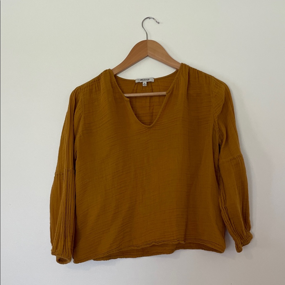 Madewell Mustard V-Neck Blouse